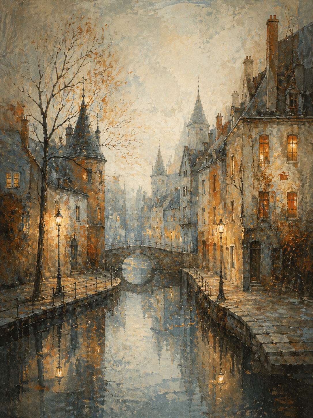 Poetický obraz města u vody